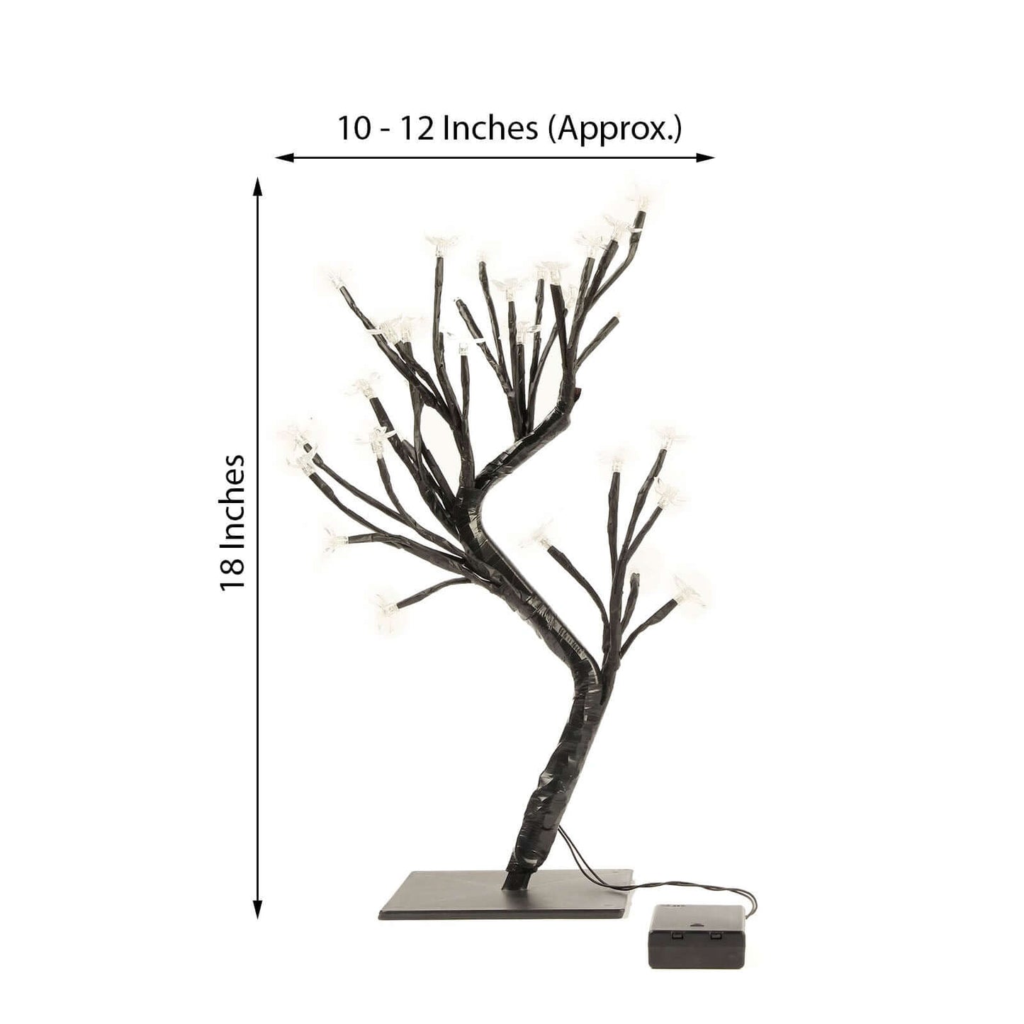 2 - Pack Artificial Tree Centerpieces Cherry Blossom Design Black with 36 Warm White LEDs - Battery Operated Table DÃ©cor - Linen Luxes