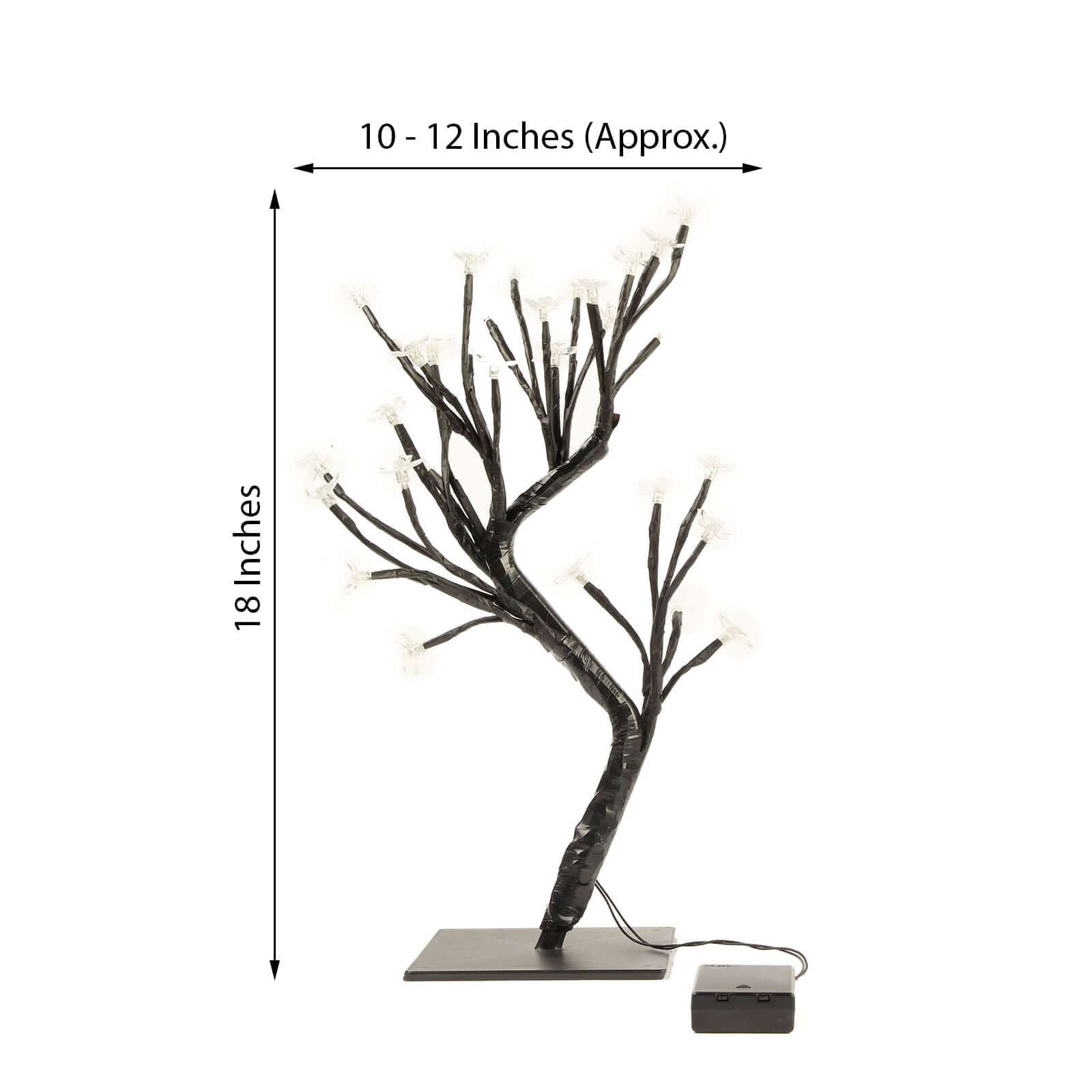 2 - Pack Artificial Tree Centerpieces Cherry Blossom Design Black with 36 Warm White LEDs - Battery Operated Table DÃ©cor - Linen Luxes