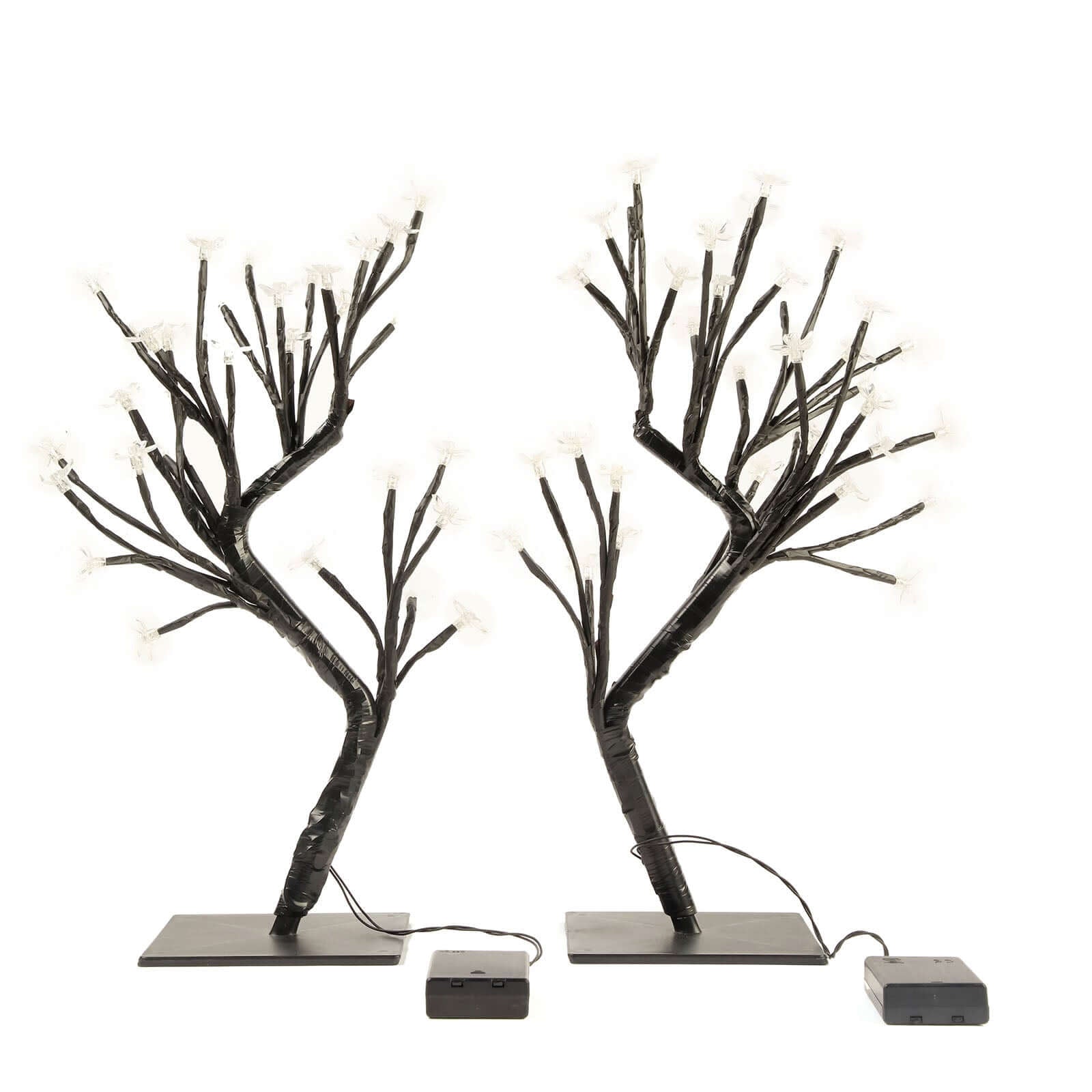 2 - Pack Artificial Tree Centerpieces Cherry Blossom Design Black with 36 Warm White LEDs - Battery Operated Table DÃ©cor - Linen Luxes