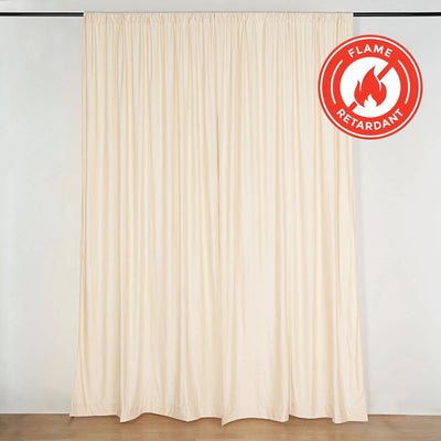 2 Pack Beige Scuba Polyester Event Curtain Drapes, Durable Flame Resistant Backdrop Event Panels Wrinkle Free with Rod Pockets - 10ftx10ft - Linen Luxes