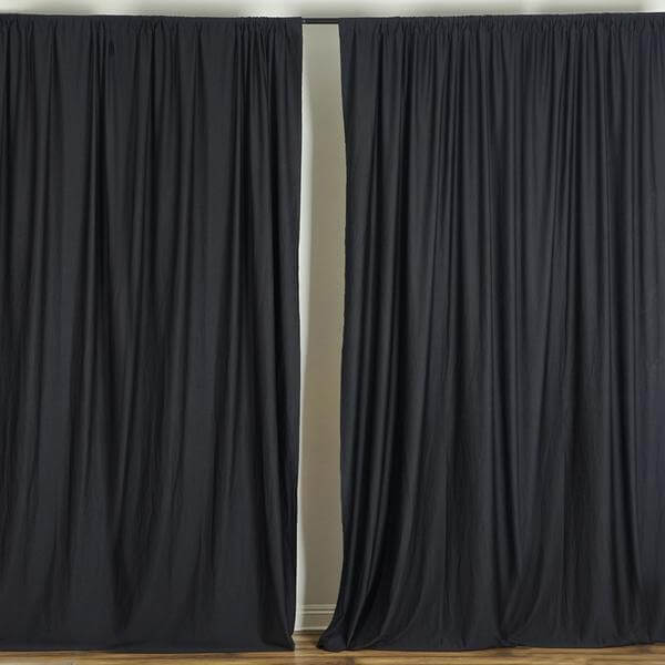 2 Pack Black Scuba Polyester Event Curtain Drapes, Durable Flame Resistant Backdrop Event Panels Wrinkle Free with Rod Pockets - 10ftx10ft - Linen Luxes