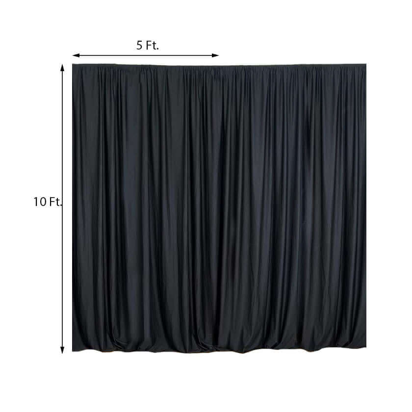 2 Pack Black Scuba Polyester Event Curtain Drapes, Durable Flame Resistant Backdrop Event Panels Wrinkle Free with Rod Pockets - 10ftx10ft - Linen Luxes