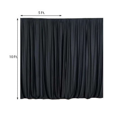 2 Pack Black Scuba Polyester Event Curtain Drapes, Durable Flame Resistant Backdrop Event Panels Wrinkle Free with Rod Pockets - 10ftx10ft - Linen Luxes
