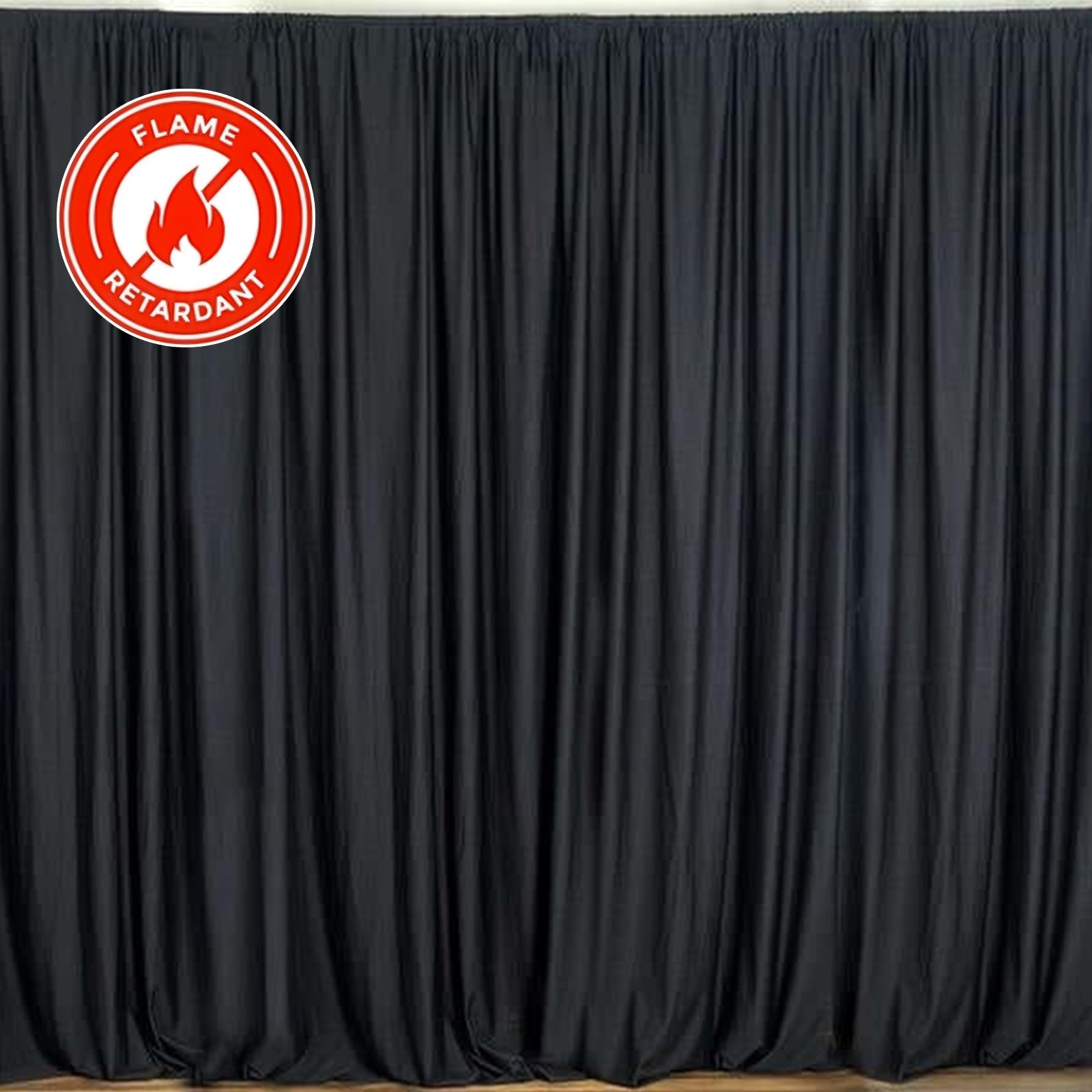 2 Pack Black Scuba Polyester Event Curtain Drapes, Durable Flame Resistant Backdrop Event Panels Wrinkle Free with Rod Pockets - 10ftx10ft - Linen Luxes