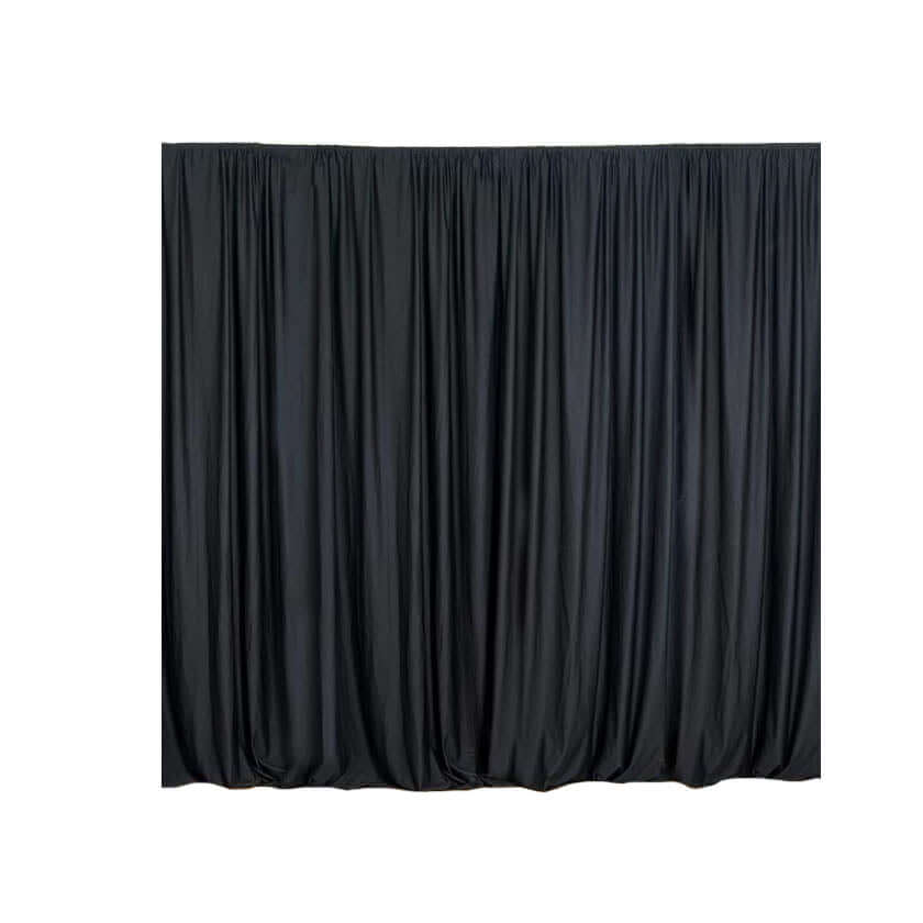 2 Pack Black Scuba Polyester Event Curtain Drapes, Durable Flame Resistant Backdrop Event Panels Wrinkle Free with Rod Pockets - 10ftx10ft - Linen Luxes