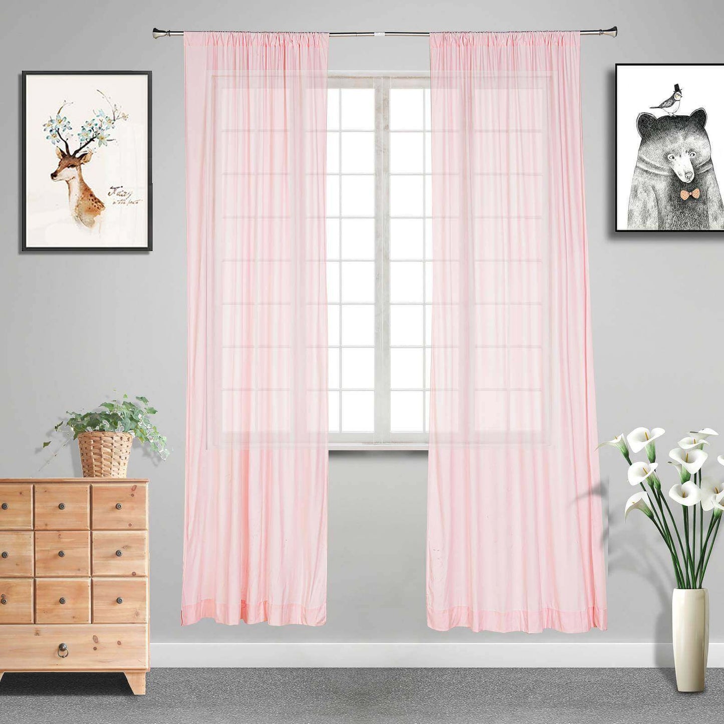 2 Pack Blush Scuba Polyester Event Curtain Drapes, Durable Flame Resistant Backdrop Event Panels Wrinkle Free with Rod Pockets - 10ftx10ft - Linen Luxes