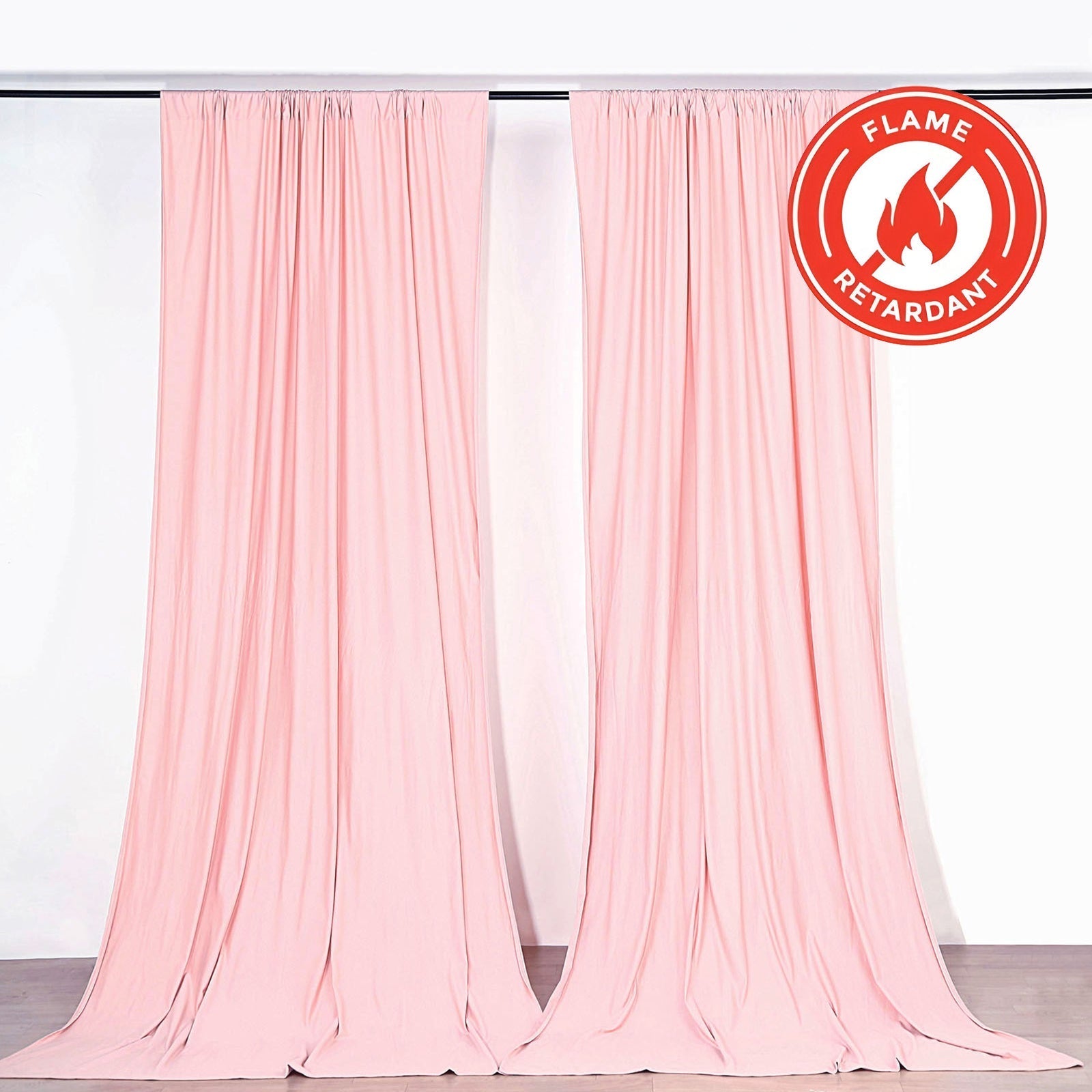 2 Pack Blush Scuba Polyester Event Curtain Drapes, Durable Flame Resistant Backdrop Event Panels Wrinkle Free with Rod Pockets - 10ftx10ft - Linen Luxes