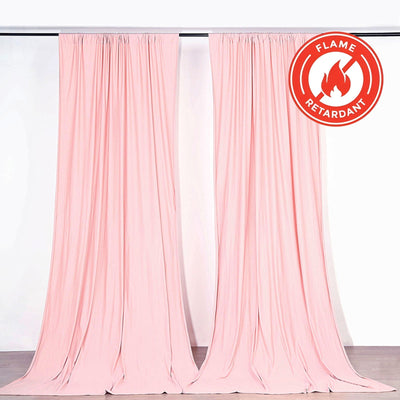 2 Pack Blush Scuba Polyester Event Curtain Drapes, Durable Flame Resistant Backdrop Event Panels Wrinkle Free with Rod Pockets - 10ftx10ft - Linen Luxes