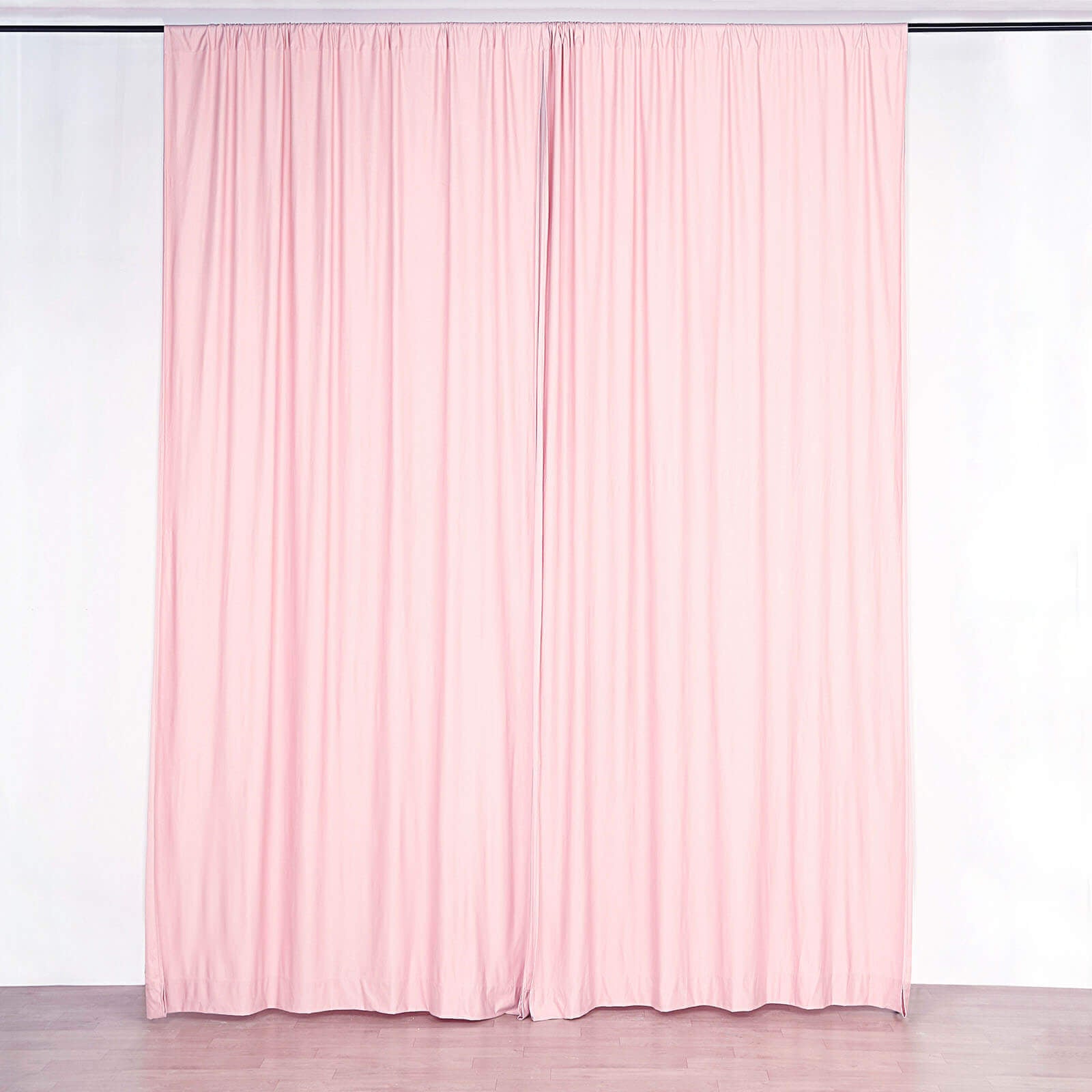 2 Pack Blush Scuba Polyester Event Curtain Drapes, Durable Flame Resistant Backdrop Event Panels Wrinkle Free with Rod Pockets - 10ftx10ft - Linen Luxes