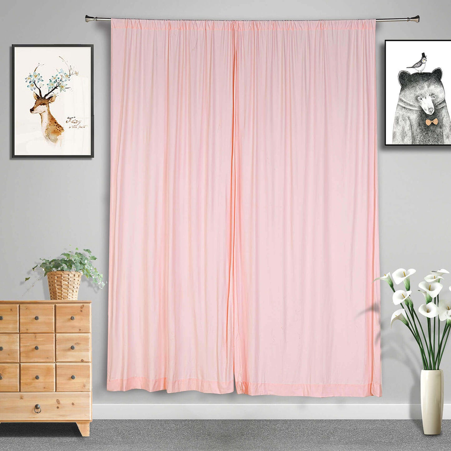 2 Pack Blush Scuba Polyester Event Curtain Drapes, Durable Flame Resistant Backdrop Event Panels Wrinkle Free with Rod Pockets - 10ftx10ft - Linen Luxes
