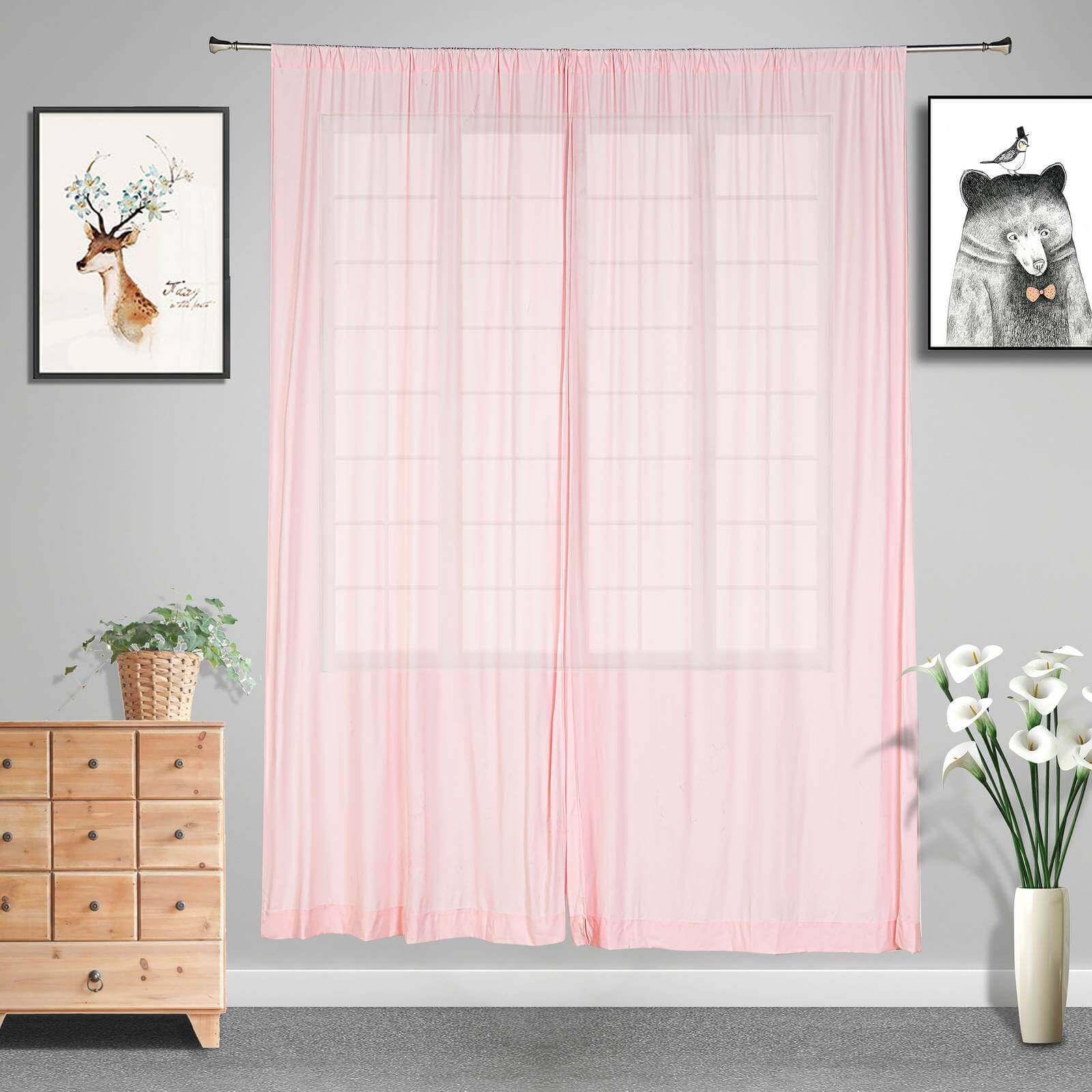 2 Pack Blush Scuba Polyester Event Curtain Drapes, Durable Flame Resistant Backdrop Event Panels Wrinkle Free with Rod Pockets - 10ftx10ft - Linen Luxes