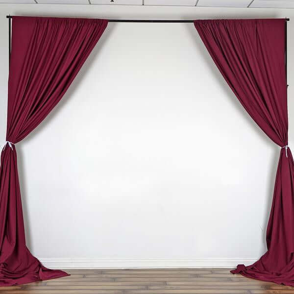 2 Pack Burgundy Scuba Polyester Event Curtain Drapes, Durable Flame Resistant Backdrop Event Panels Wrinkle Free with Rod Pockets - 10ftx10ft - Linen Luxes