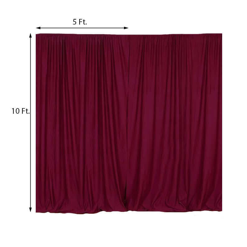 2 Pack Burgundy Scuba Polyester Event Curtain Drapes, Durable Flame Resistant Backdrop Event Panels Wrinkle Free with Rod Pockets - 10ftx10ft - Linen Luxes