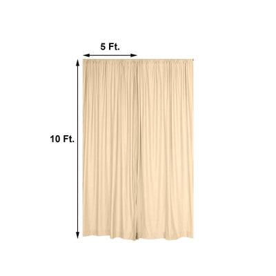 2 Pack Champagne Scuba Polyester Event Curtain Drapes, Durable Flame Resistant Backdrop Event Panels Wrinkle Free with Rod Pockets - 10ftx10ft - Linen Luxes