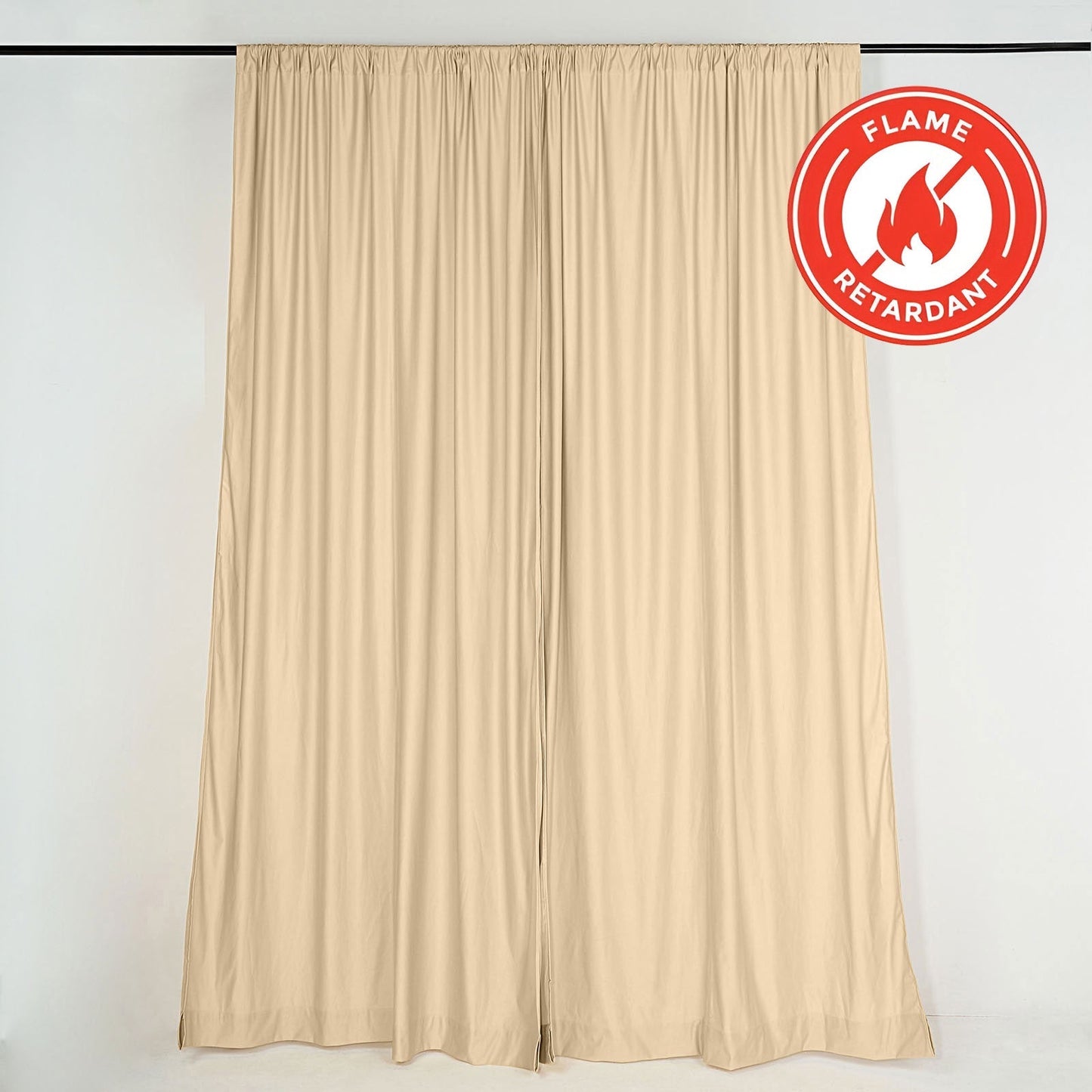 2 Pack Champagne Scuba Polyester Event Curtain Drapes, Durable Flame Resistant Backdrop Event Panels Wrinkle Free with Rod Pockets - 10ftx10ft - Linen Luxes