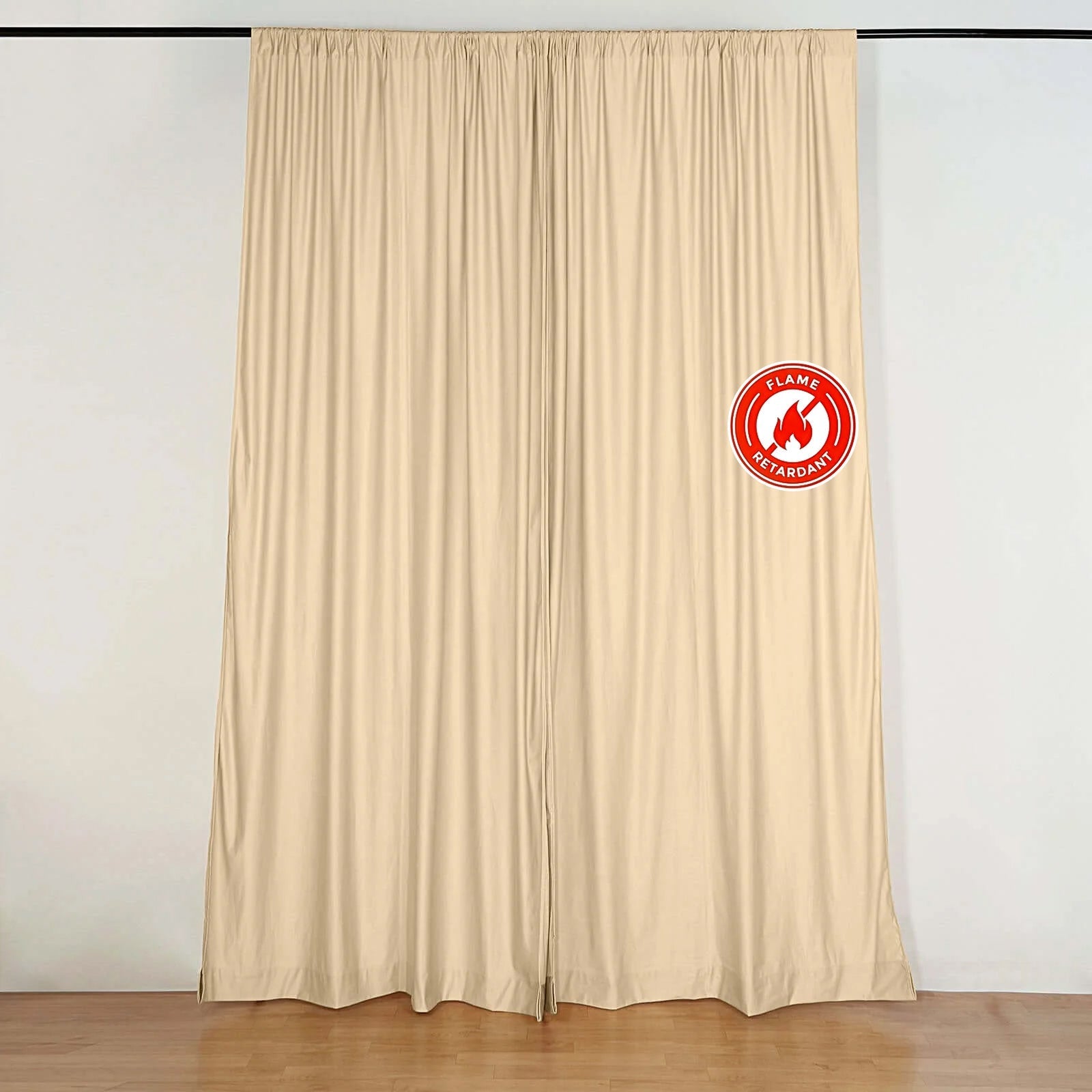2 Pack Champagne Scuba Polyester Event Curtain Drapes, Durable Flame Resistant Backdrop Event Panels Wrinkle Free with Rod Pockets - 10ftx10ft - Linen Luxes