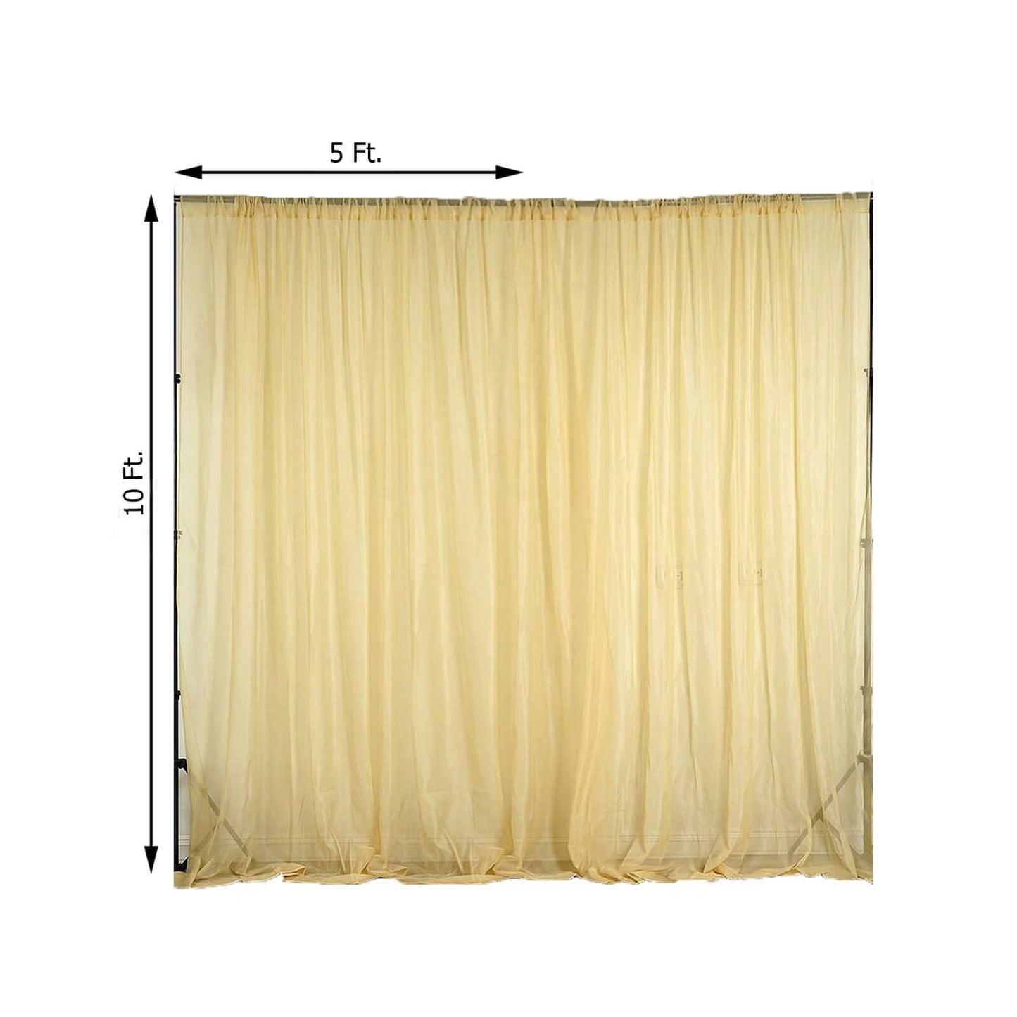 2 Pack Champagne Sheer Chiffon Event Curtain Drapes, Durable Flame Resistant Organza Backdrop Event Panels With Rod Pockets - 10ftx10ft - Linen Luxes