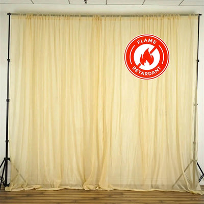 2 Pack Champagne Sheer Chiffon Event Curtain Drapes, Durable Flame Resistant Organza Backdrop Event Panels With Rod Pockets - 10ftx10ft - Linen Luxes