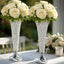 2 - Pack Crystal Beaded Trumpet Vase Set Silver - Table Centerpiece for Stylish Decor 22" - Linen Luxes