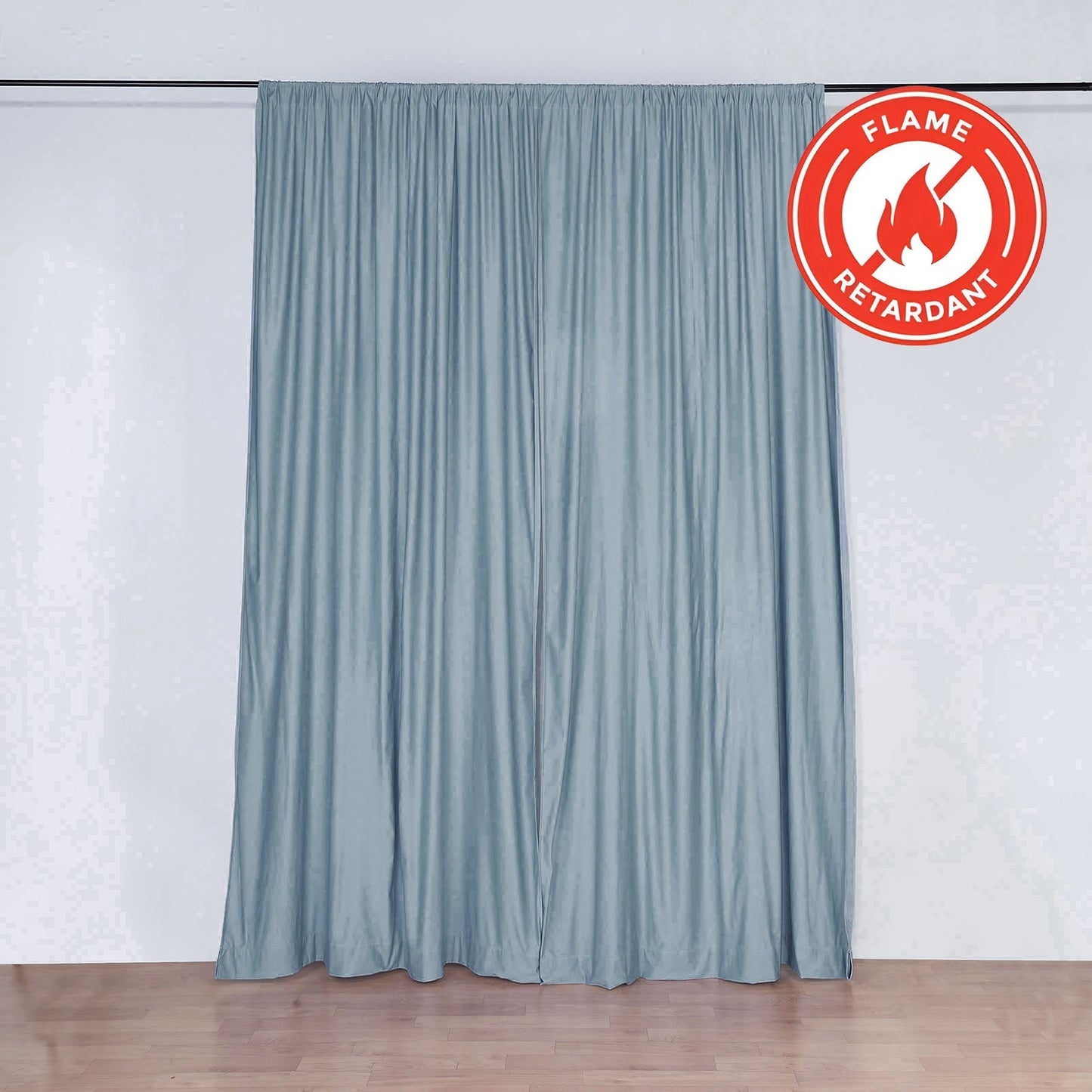 2 Pack Dusty Blue Scuba Polyester Event Curtain Drapes, Durable Flame Resistant Backdrop Event Panels Wrinkle Free with Rod Pockets - 10ftx10ft - Linen Luxes