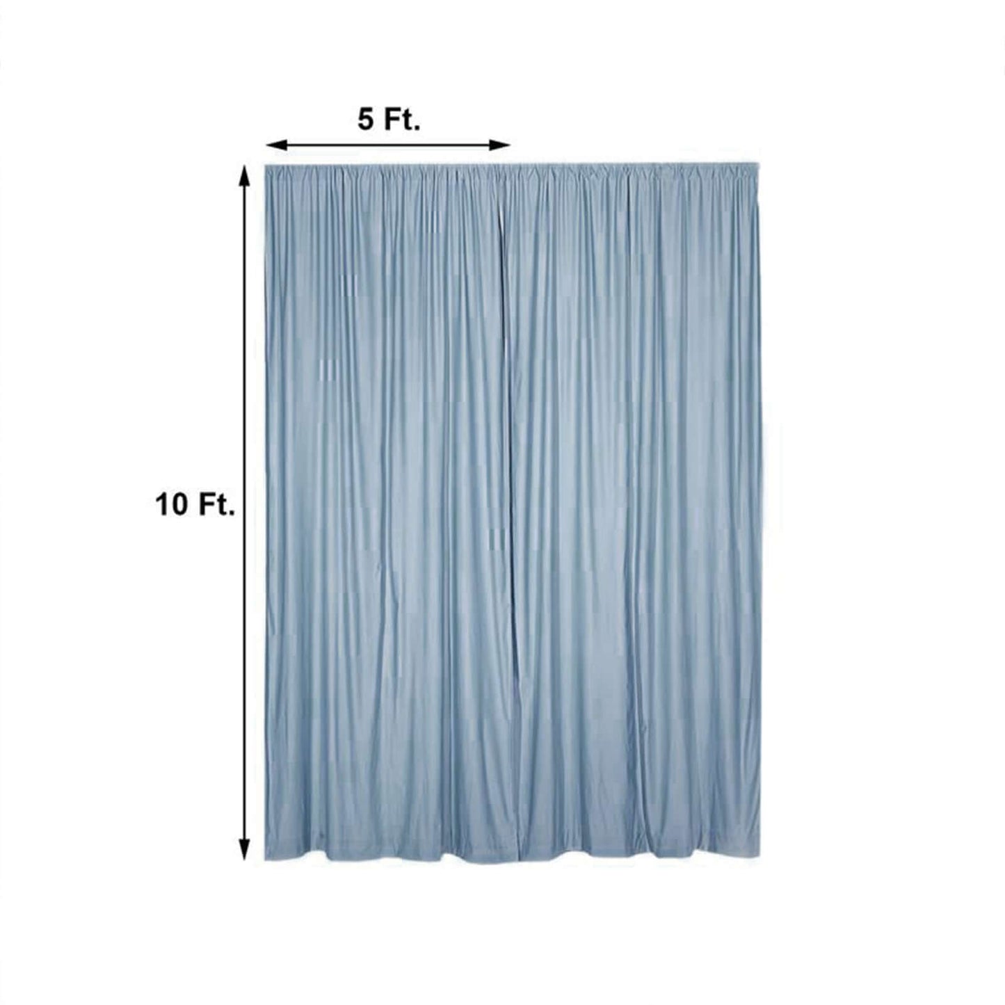 2 Pack Dusty Blue Scuba Polyester Event Curtain Drapes, Durable Flame Resistant Backdrop Event Panels Wrinkle Free with Rod Pockets - 10ftx10ft - Linen Luxes