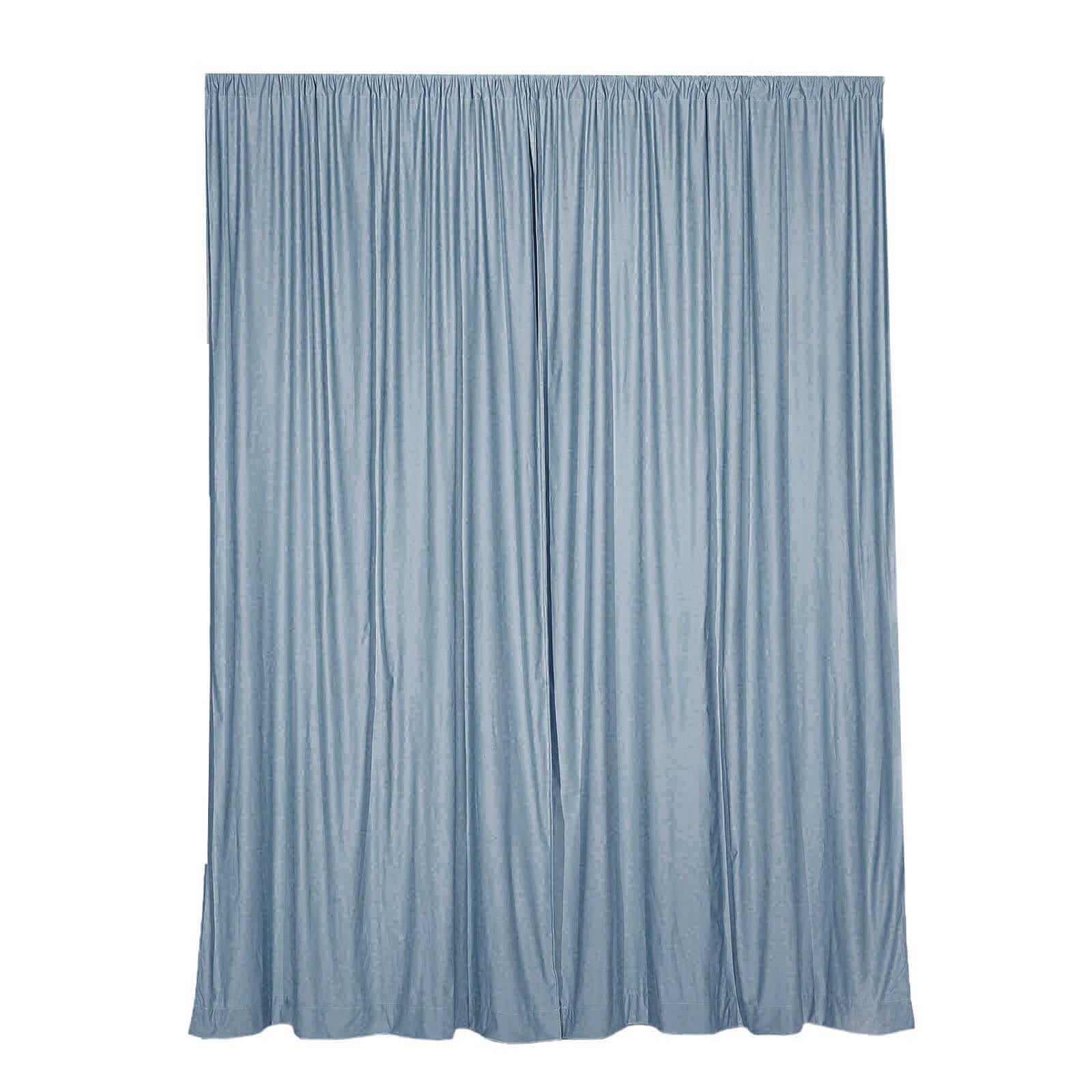 2 Pack Dusty Blue Scuba Polyester Event Curtain Drapes, Durable Flame Resistant Backdrop Event Panels Wrinkle Free with Rod Pockets - 10ftx10ft - Linen Luxes