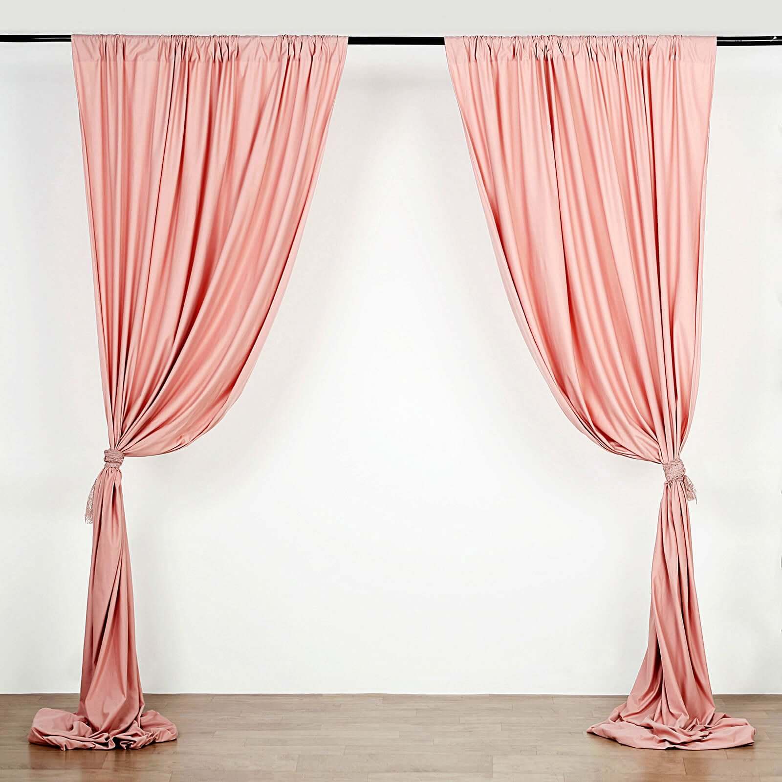 2 Pack Dusty Rose Scuba Polyester Event Curtain Drapes, Durable Flame Resistant Backdrop Event Panels Wrinkle Free with Rod Pockets - 10ftx10ft - Linen Luxes
