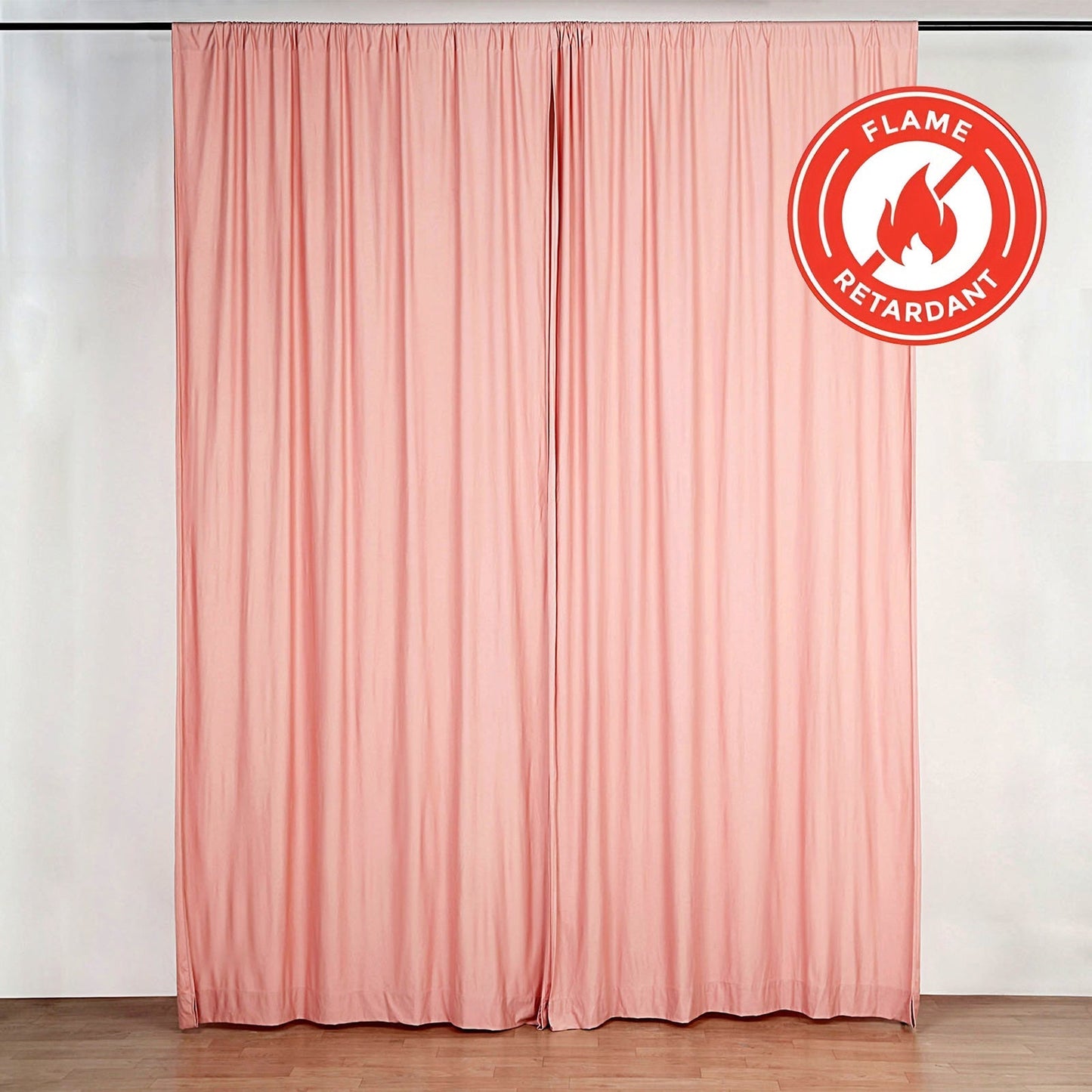 2 Pack Dusty Rose Scuba Polyester Event Curtain Drapes, Durable Flame Resistant Backdrop Event Panels Wrinkle Free with Rod Pockets - 10ftx10ft - Linen Luxes