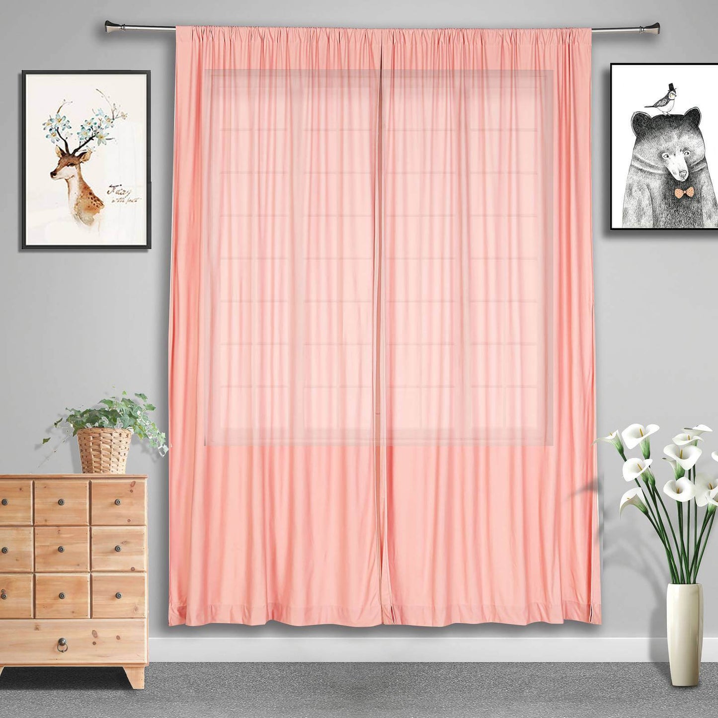 2 Pack Dusty Rose Scuba Polyester Event Curtain Drapes, Durable Flame Resistant Backdrop Event Panels Wrinkle Free with Rod Pockets - 10ftx10ft - Linen Luxes