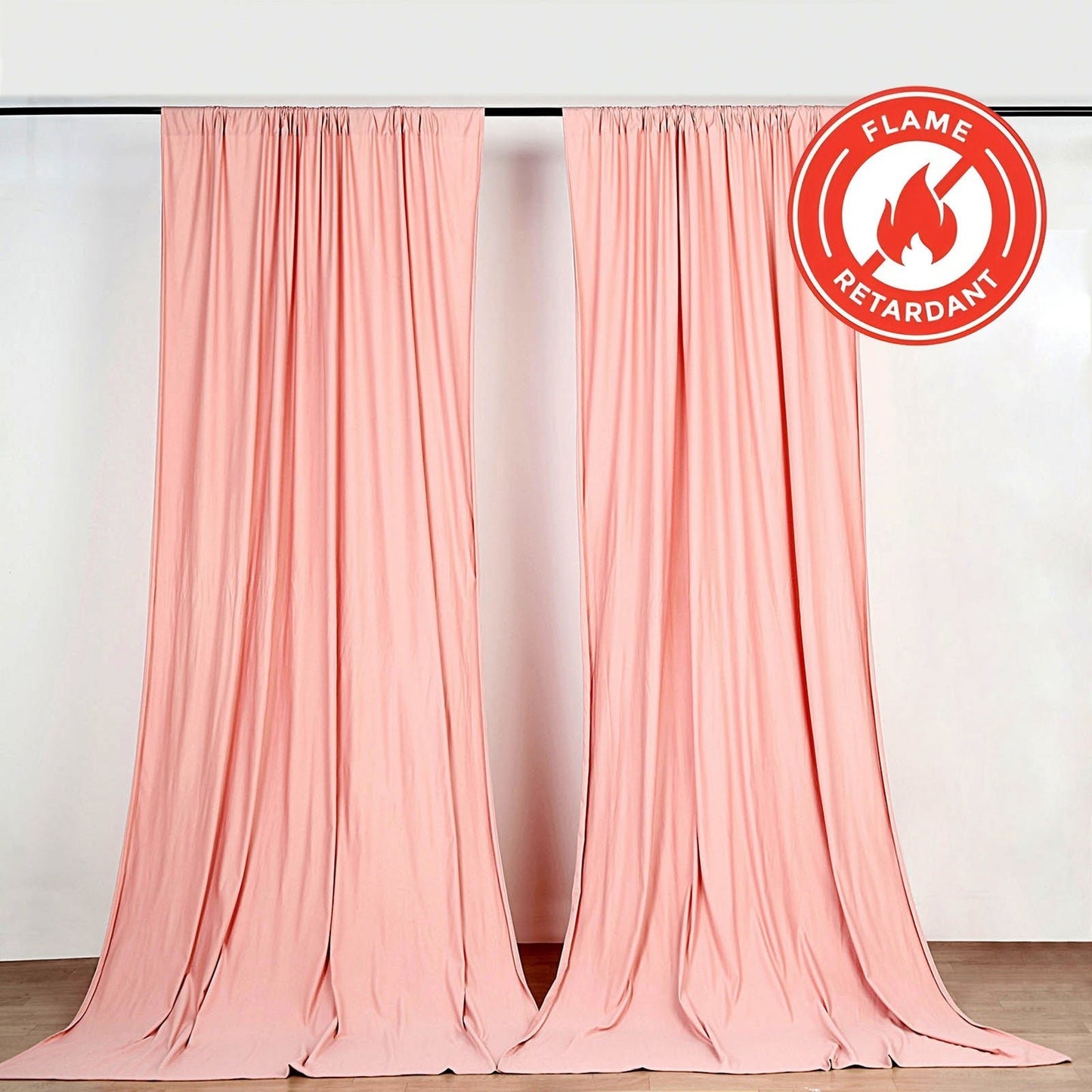 2 Pack Dusty Rose Scuba Polyester Event Curtain Drapes, Durable Flame Resistant Backdrop Event Panels Wrinkle Free with Rod Pockets - 10ftx10ft - Linen Luxes