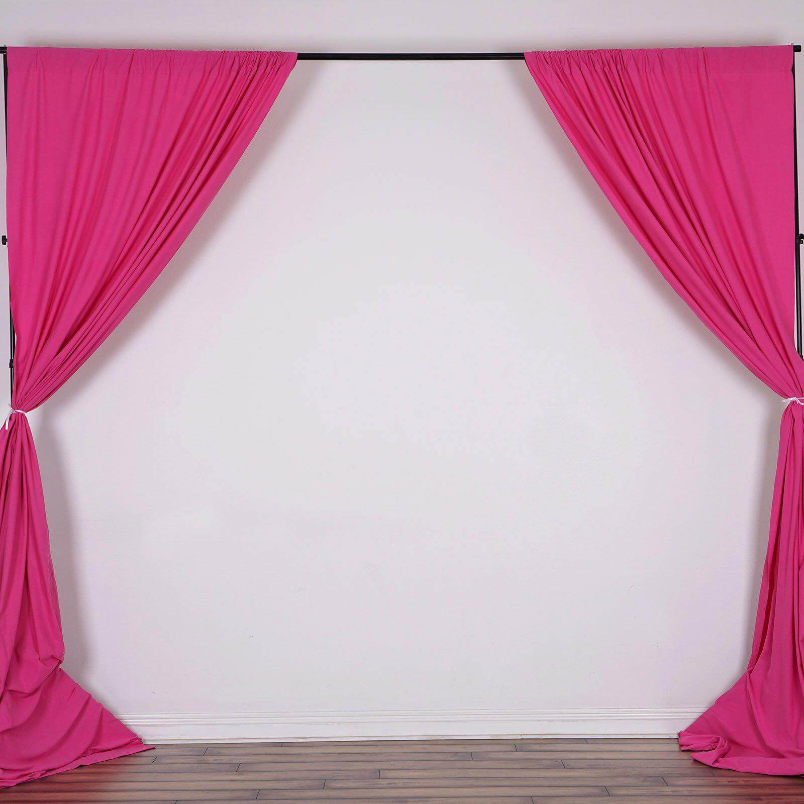 2 Pack Fuchsia Scuba Polyester Event Curtain Drapes, Durable Flame Resistant Backdrop Event Panels Wrinkle Free with Rod Pockets - 10ftx10ft - Linen Luxes