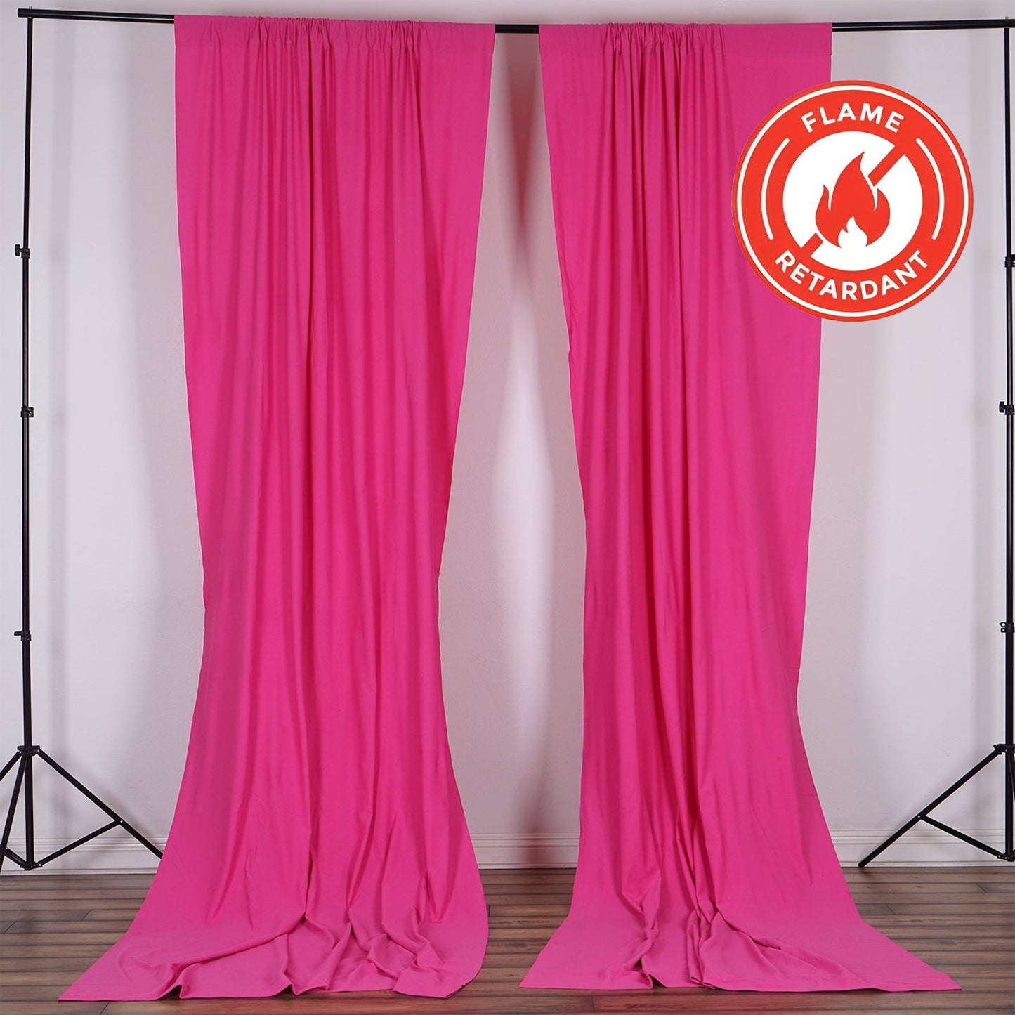 2 Pack Fuchsia Scuba Polyester Event Curtain Drapes, Durable Flame Resistant Backdrop Event Panels Wrinkle Free with Rod Pockets - 10ftx10ft - Linen Luxes