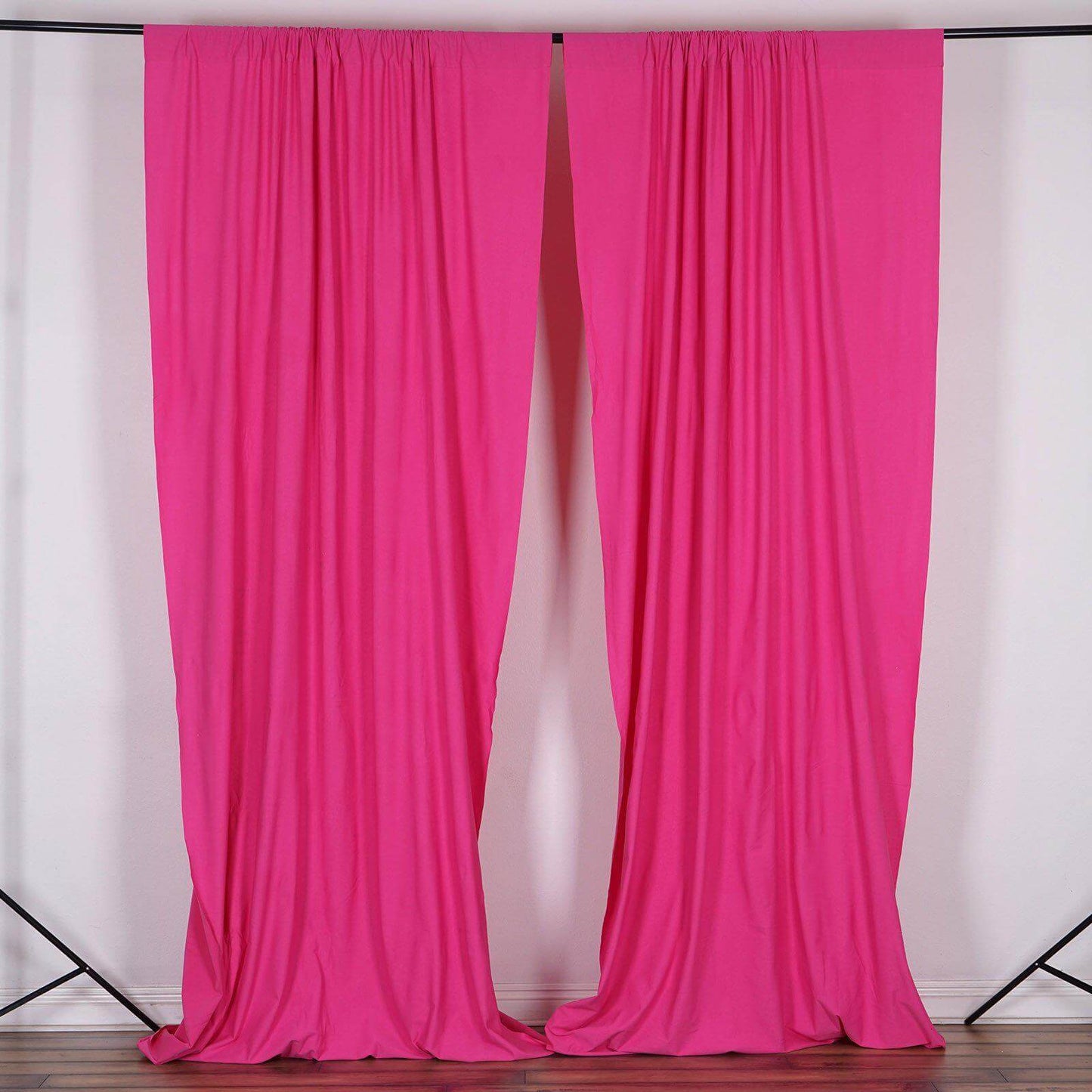 2 Pack Fuchsia Scuba Polyester Event Curtain Drapes, Durable Flame Resistant Backdrop Event Panels Wrinkle Free with Rod Pockets - 10ftx10ft - Linen Luxes