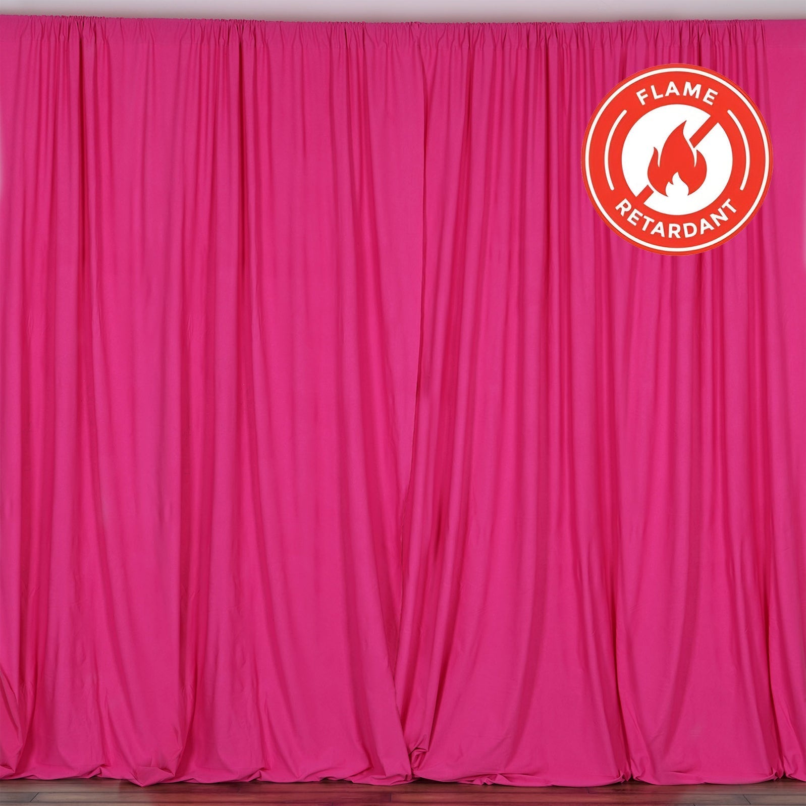 2 Pack Fuchsia Scuba Polyester Event Curtain Drapes, Durable Flame Resistant Backdrop Event Panels Wrinkle Free with Rod Pockets - 10ftx10ft - Linen Luxes