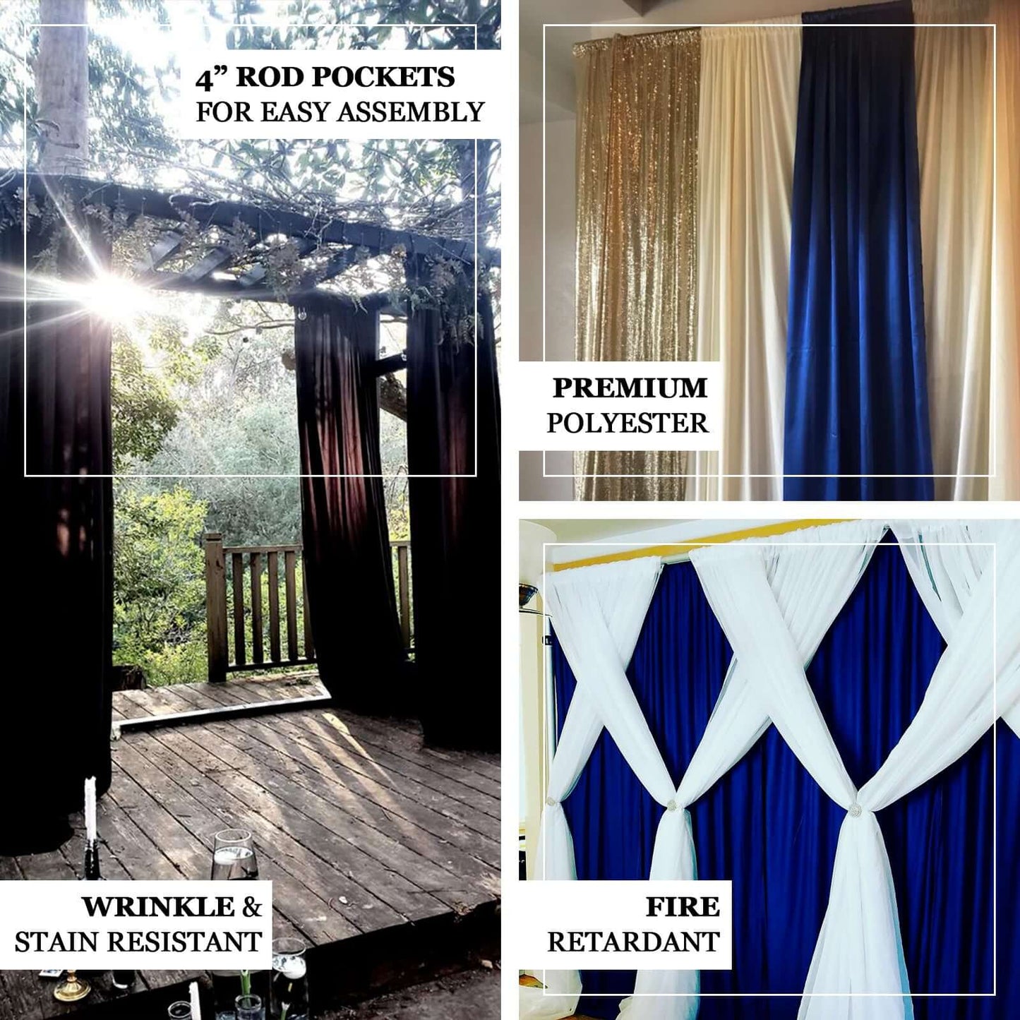 2 Pack Fuchsia Scuba Polyester Event Curtain Drapes, Durable Flame Resistant Backdrop Event Panels Wrinkle Free with Rod Pockets - 10ftx10ft - Linen Luxes