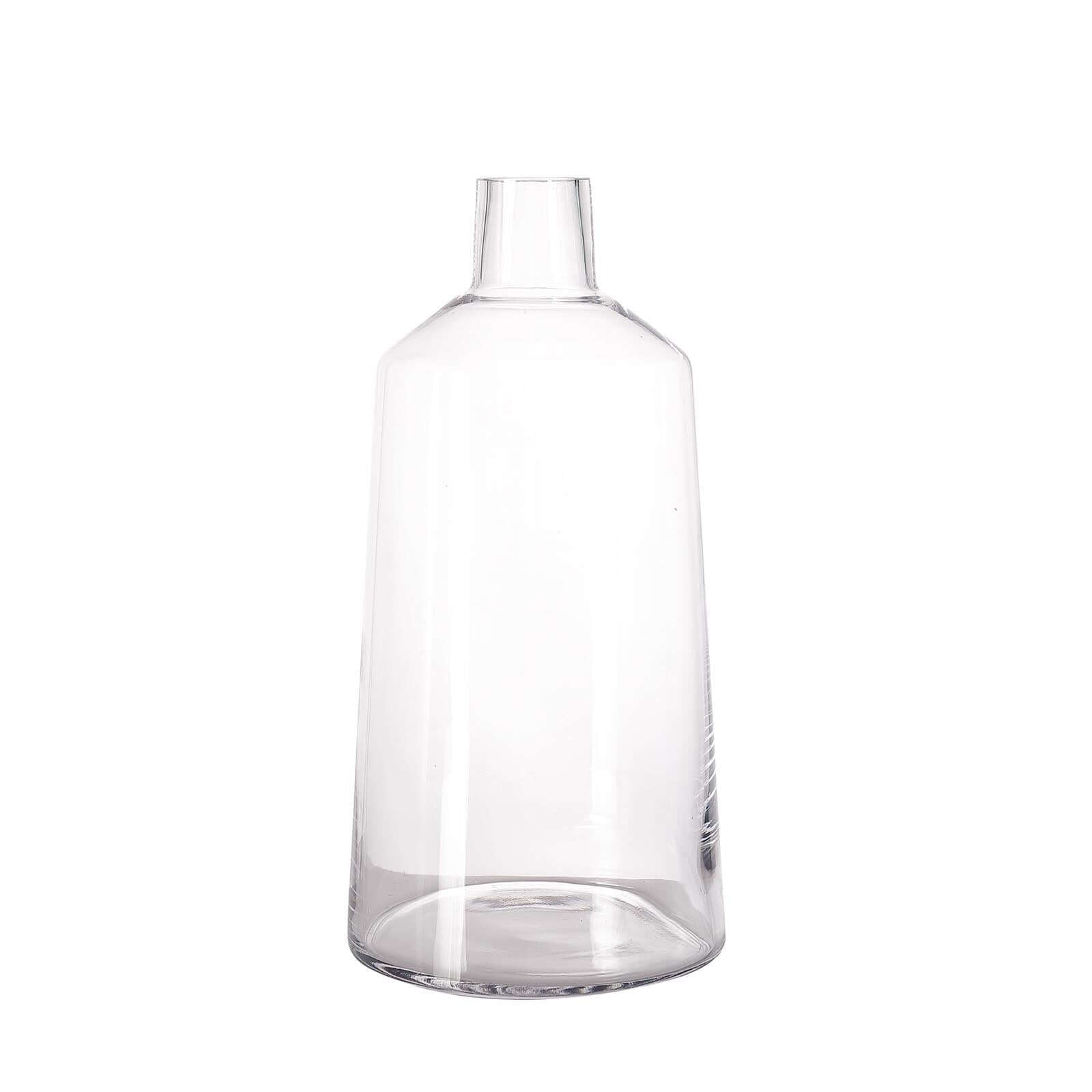 2 - Pack Glass Bud Vases Tapered Neck Design Clear - Stylish Floral Table Centerpieces 12" - Linen Luxes