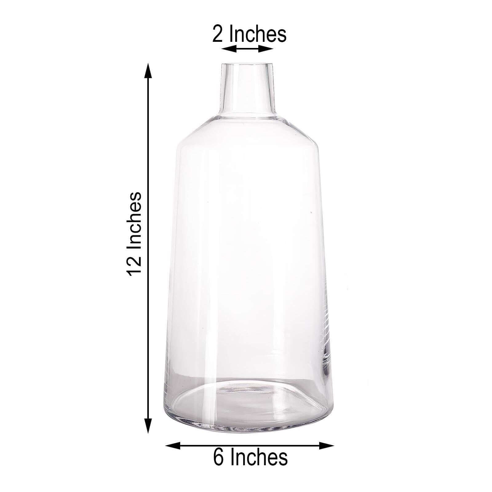 2 - Pack Glass Bud Vases Tapered Neck Design Clear - Stylish Floral Table Centerpieces 12" - Linen Luxes