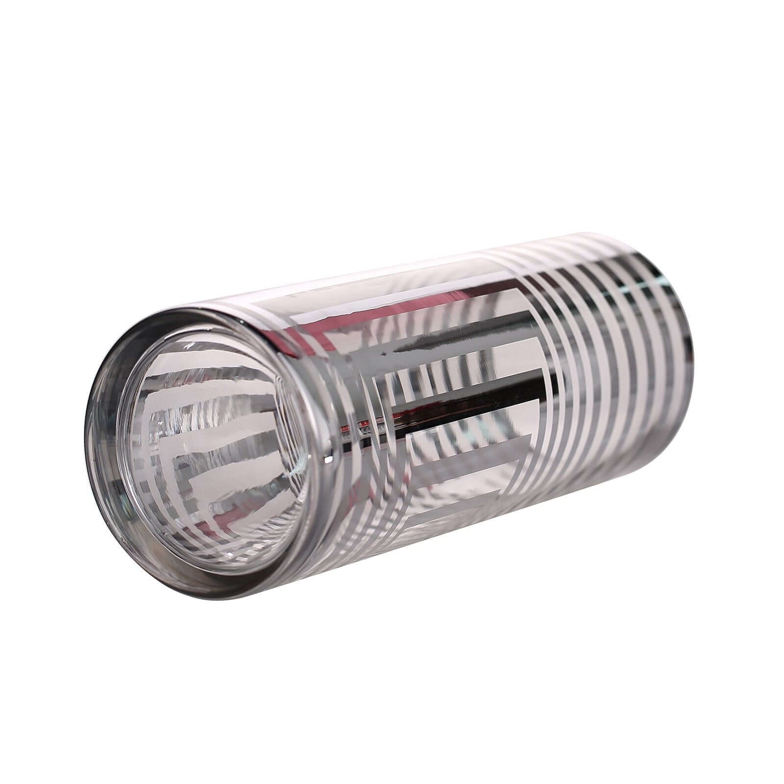 2 - Pack Glass Cylinder Vases Silver Striped - Sophisticated Flower Centerpieces for Events 11" - Linen Luxes