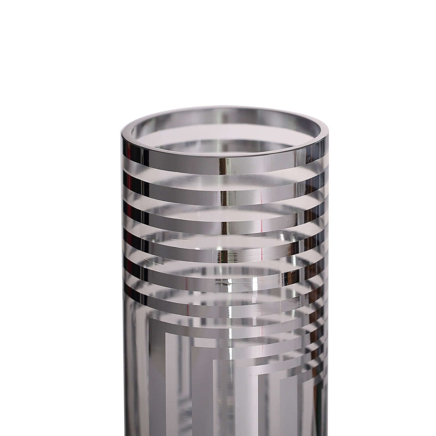 2 - Pack Glass Cylinder Vases Silver Striped - Sophisticated Flower Centerpieces for Events 11" - Linen Luxes
