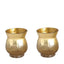 2 - Pack Glass Hurricane Vases Bell Shaped Crackle Gold Curvy Design - Decorative Candle Holder Centerpieces 6" - Linen Luxes
