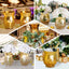 2 - Pack Glass Hurricane Vases Bell Shaped Crackle Gold Curvy Design - Decorative Candle Holder Centerpieces 6" - Linen Luxes