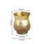 2 - Pack Glass Hurricane Vases Bell Shaped Crackle Gold Curvy Design - Decorative Candle Holder Centerpieces 6" - Linen Luxes
