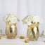 2 - Pack Glass Hurricane Vases Bell Shaped Crackle Gold Curvy Design - Stylish Candle Holder Centerpieces 8" - Linen Luxes