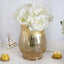 2 - Pack Glass Hurricane Vases Bell Shaped Crackle Gold Curvy Design - Stylish Candle Holder Centerpieces 8" - Linen Luxes