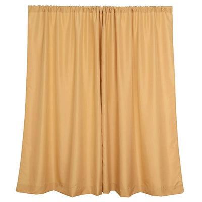 2 Pack Gold Polyester Event Curtain Drapes, 10ftx8ft Backdrop Event Panels With Rod Pockets 130 GSM