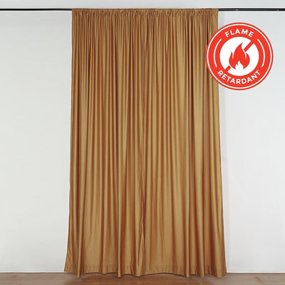 2 Pack Gold Scuba Polyester Event Curtain Drapes, Durable Flame Resistant Backdrop Event Panels Wrinkle Free with Rod Pockets - 10ftx10ft - Linen Luxes