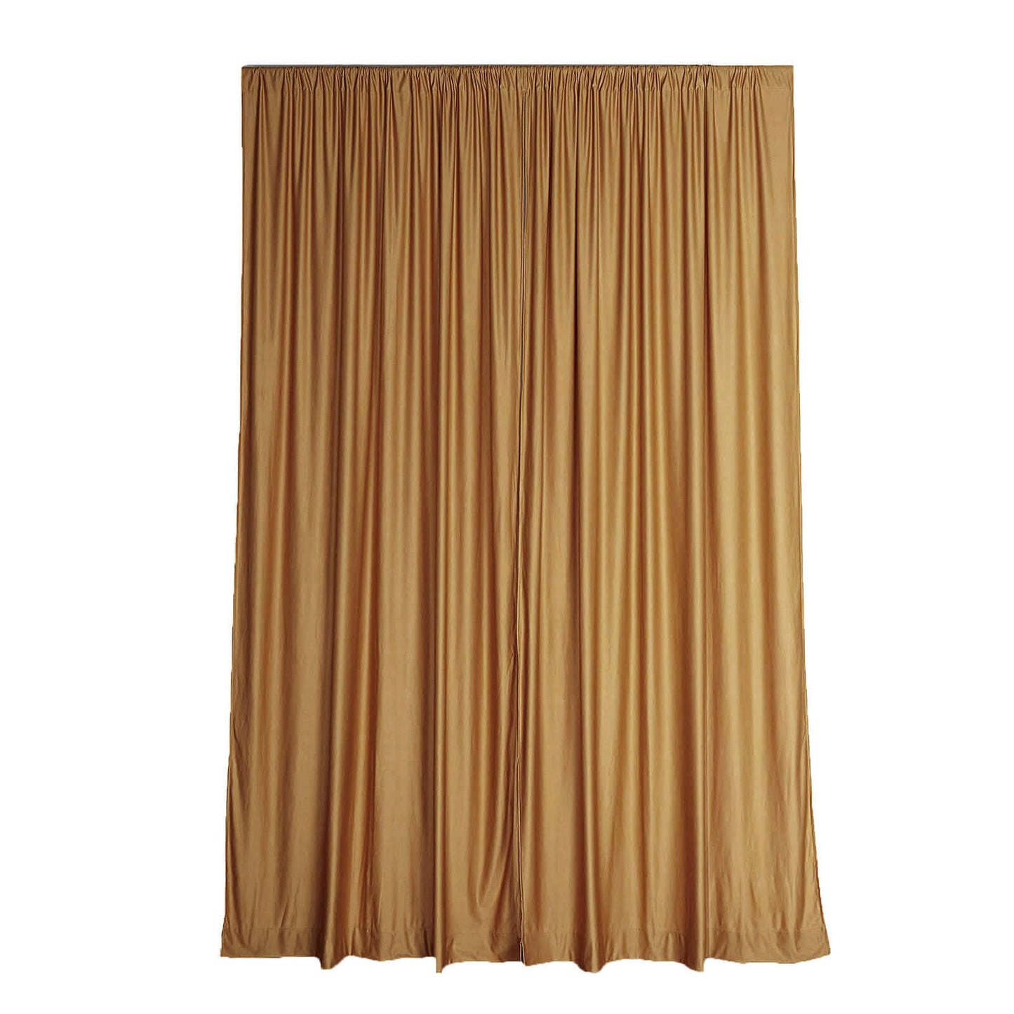 2 Pack Gold Scuba Polyester Event Curtain Drapes, Durable Flame Resistant Backdrop Event Panels Wrinkle Free with Rod Pockets - 10ftx10ft - Linen Luxes