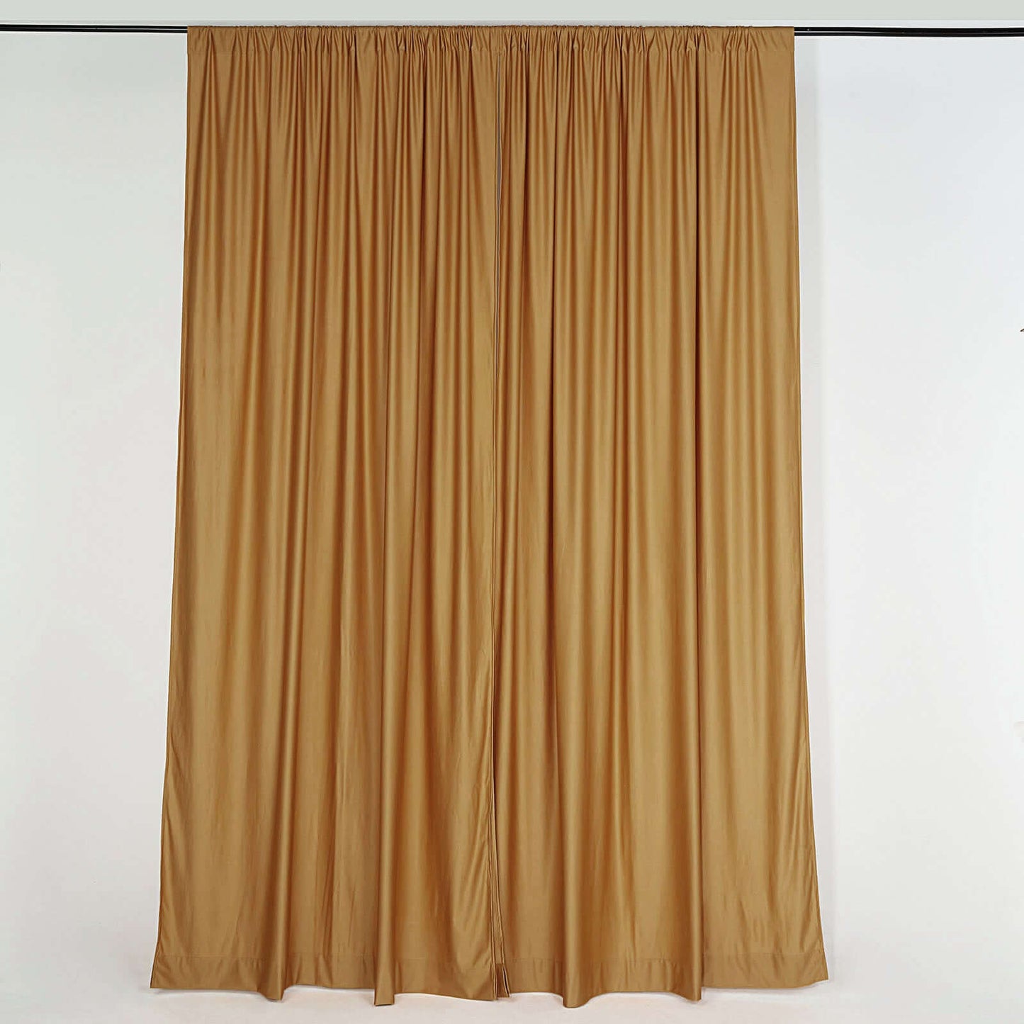 2 Pack Gold Scuba Polyester Event Curtain Drapes, Durable Flame Resistant Backdrop Event Panels Wrinkle Free with Rod Pockets - 10ftx10ft - Linen Luxes