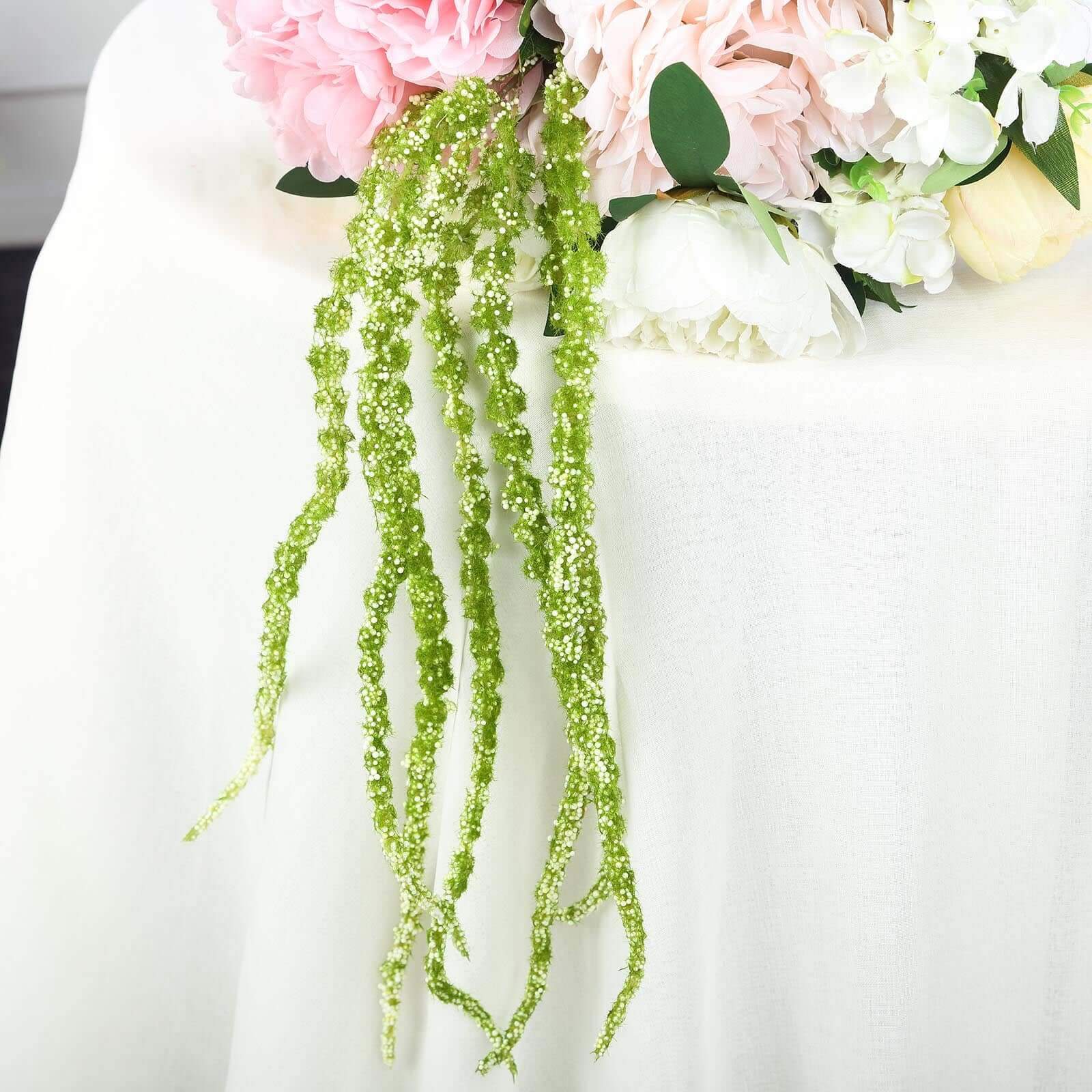 2 Pack Green Artificial Amaranthus Flower Stem Spray and Ivy Leaves 32" - Linen Luxes