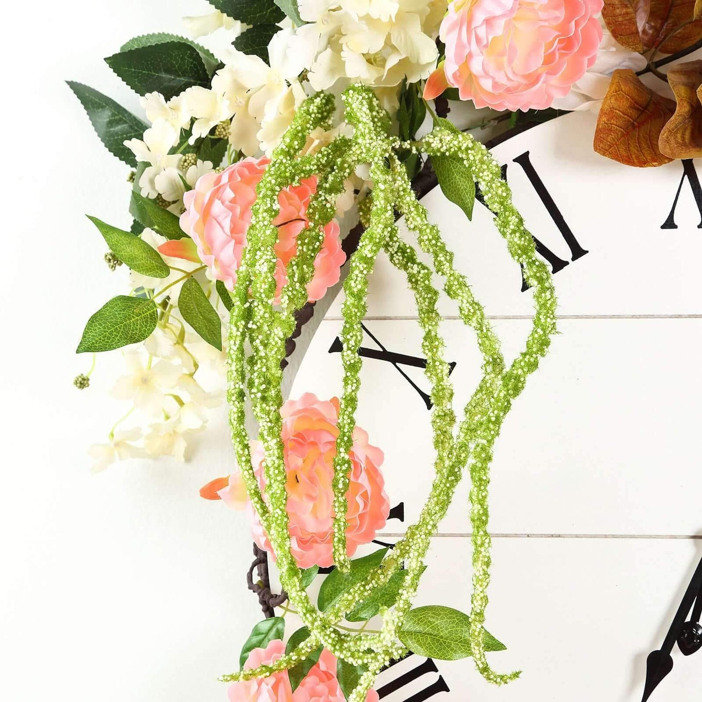 2 Pack Green Artificial Amaranthus Flower Stem Spray and Ivy Leaves 32" - Linen Luxes